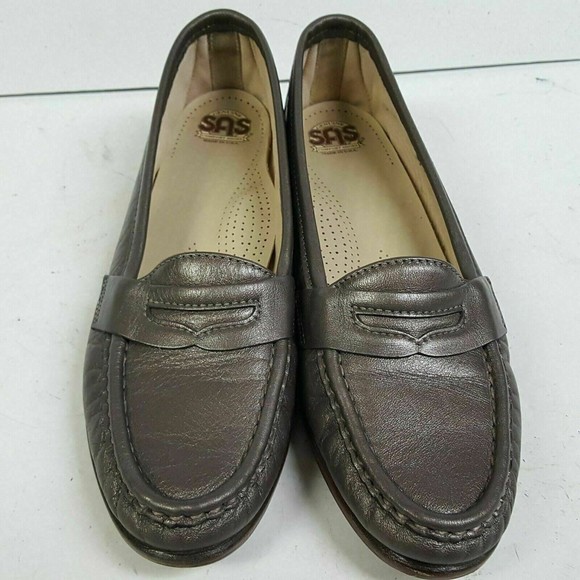 SAS Penny Loafers Womens Size 7.5 S Wink Pewter Leather Shoes - Picture 3 of 8